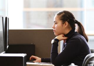 Woman using computer