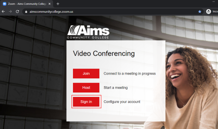 Aims video conferencing sign in