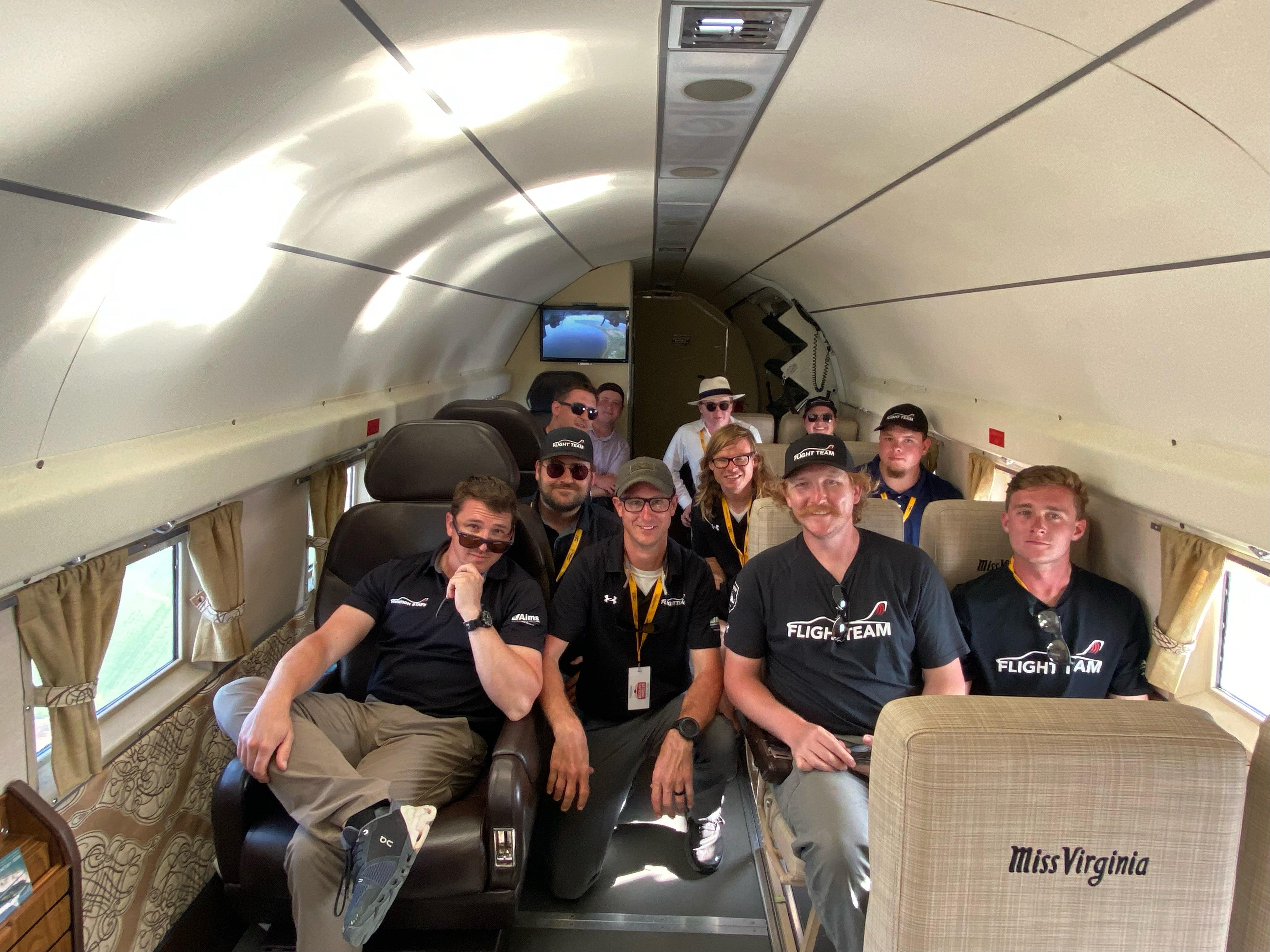 Aims Flight team in plane