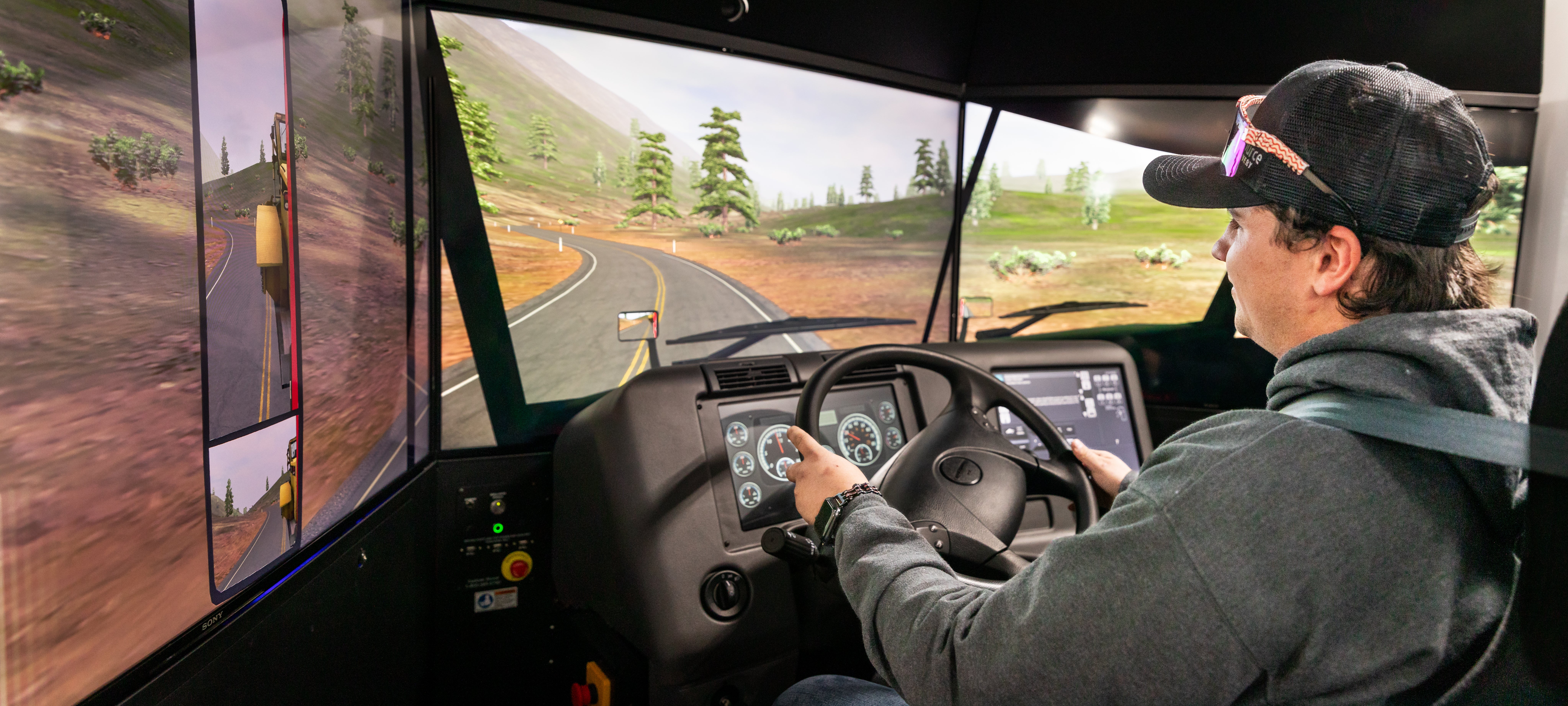 student in CDL simulator