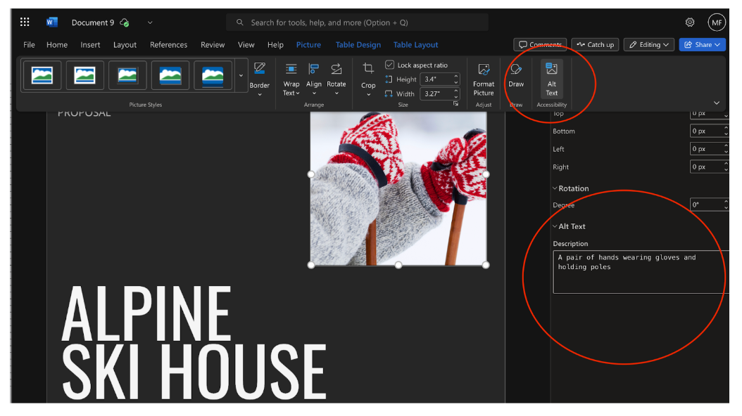 How to do alt text for Microsoft Word