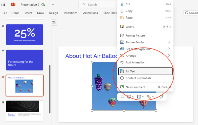 How to do alt text for Microsoft PowerPoint
