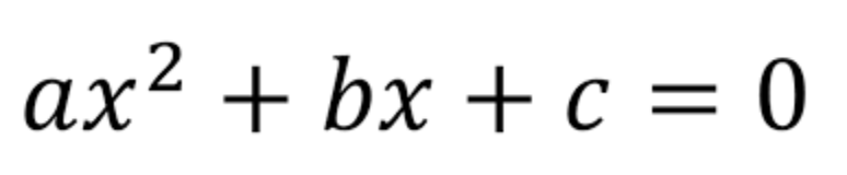 The quadratic equation. A long description is adjacent to the image.