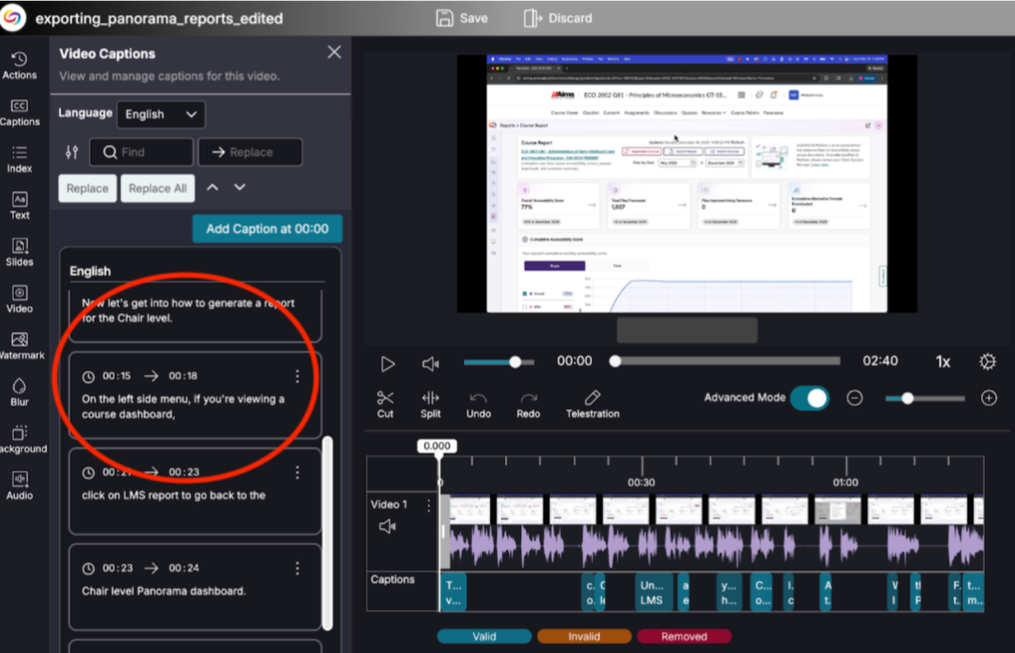 Video Editor to edit captions.