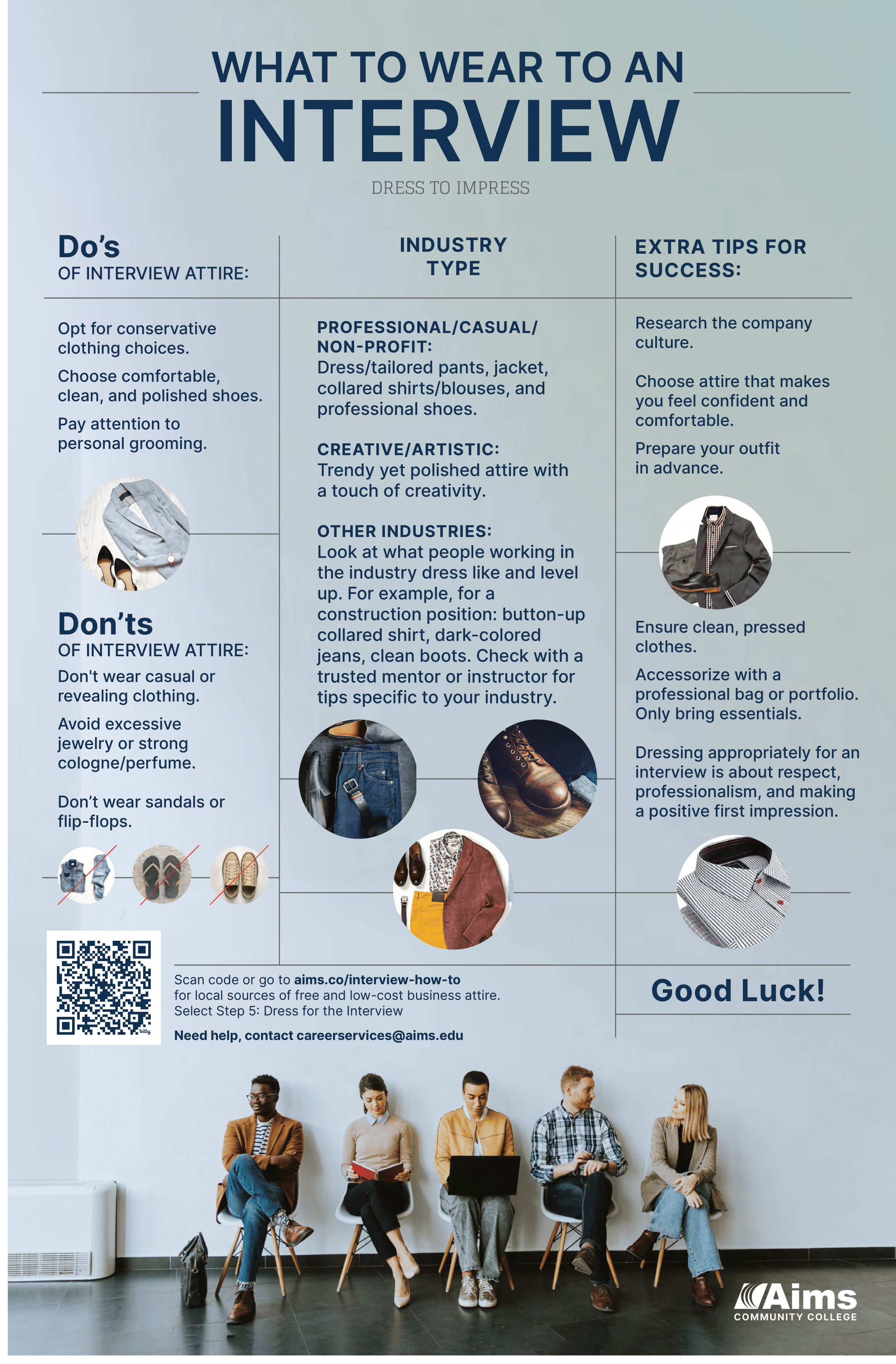 Tips for what to wear to an interview for different industries and fields.