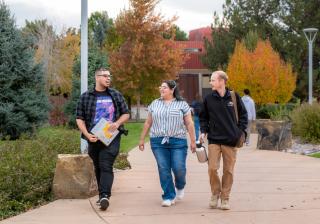 Students walking across Greeley Aims campus