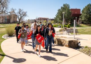 Students take a tour of the Aims Greeley campus