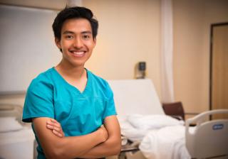 Nurse Aide student in hospital room