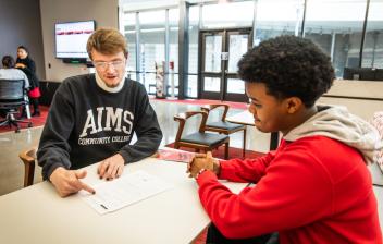 Student with financial aid advisor