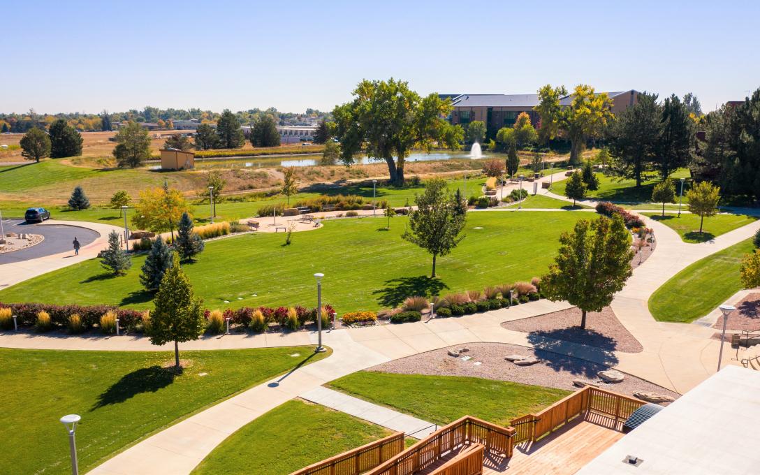 An aerial view of the Aims Community College Greeley campus