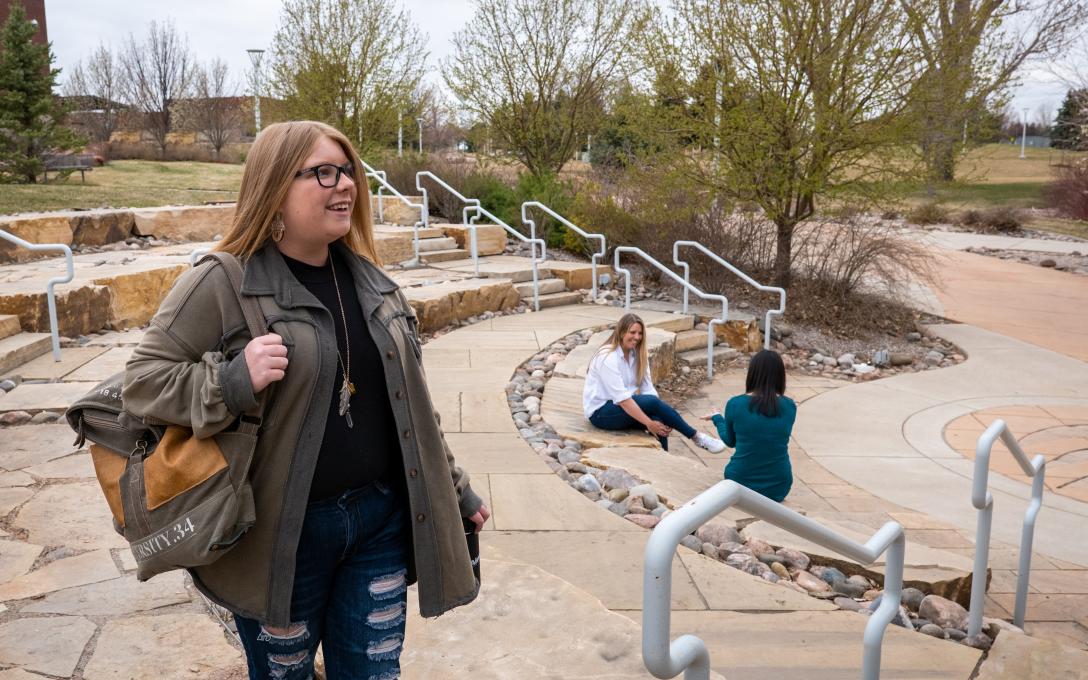 Students in the outdoor classroom at Aims Community College