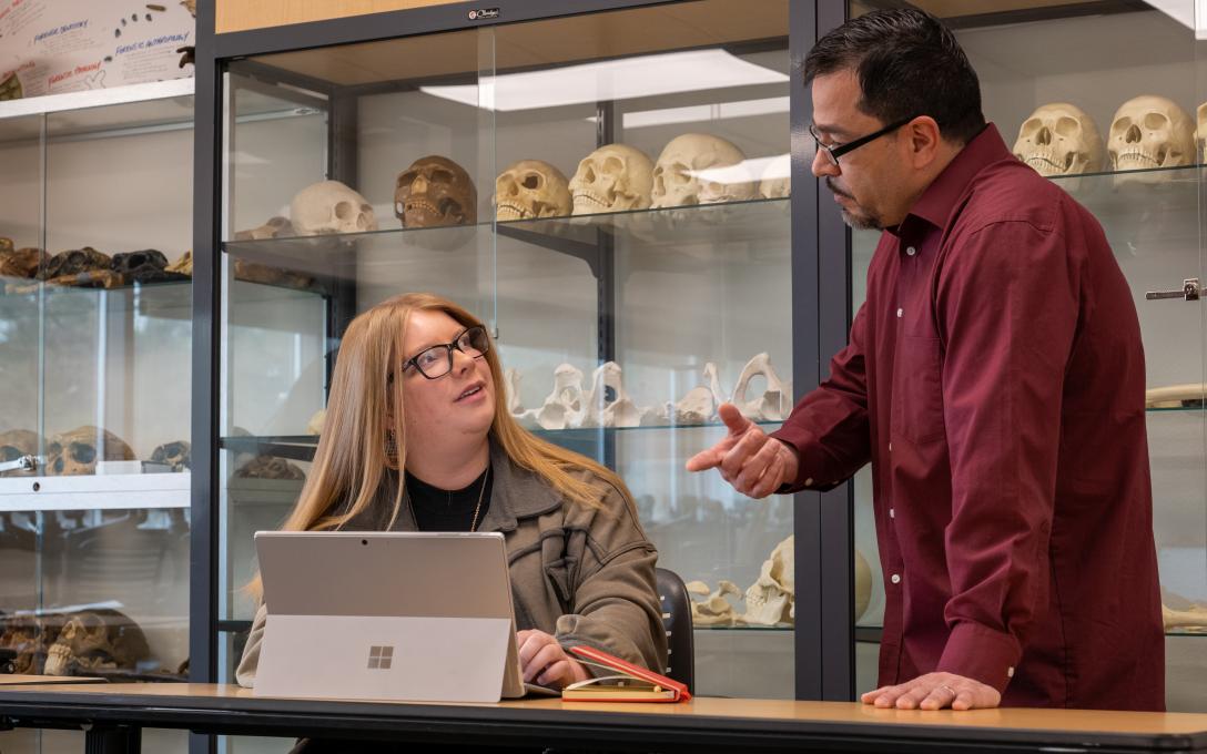 anthropology student with instructor