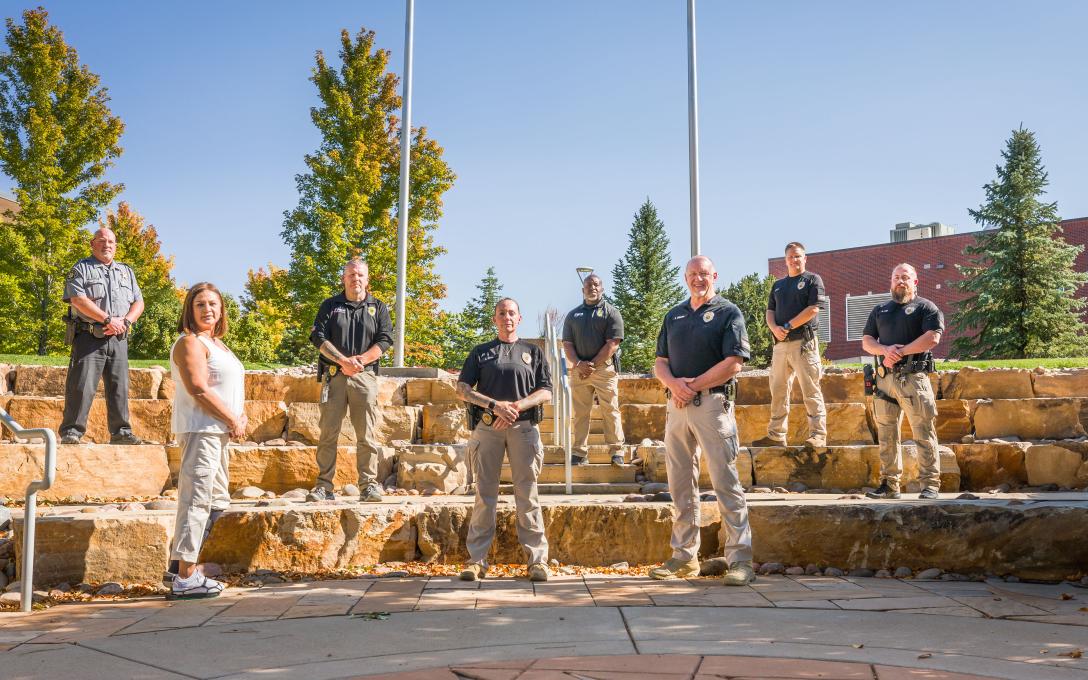 Members of the Campus Security team standing together on the Greeley campus.