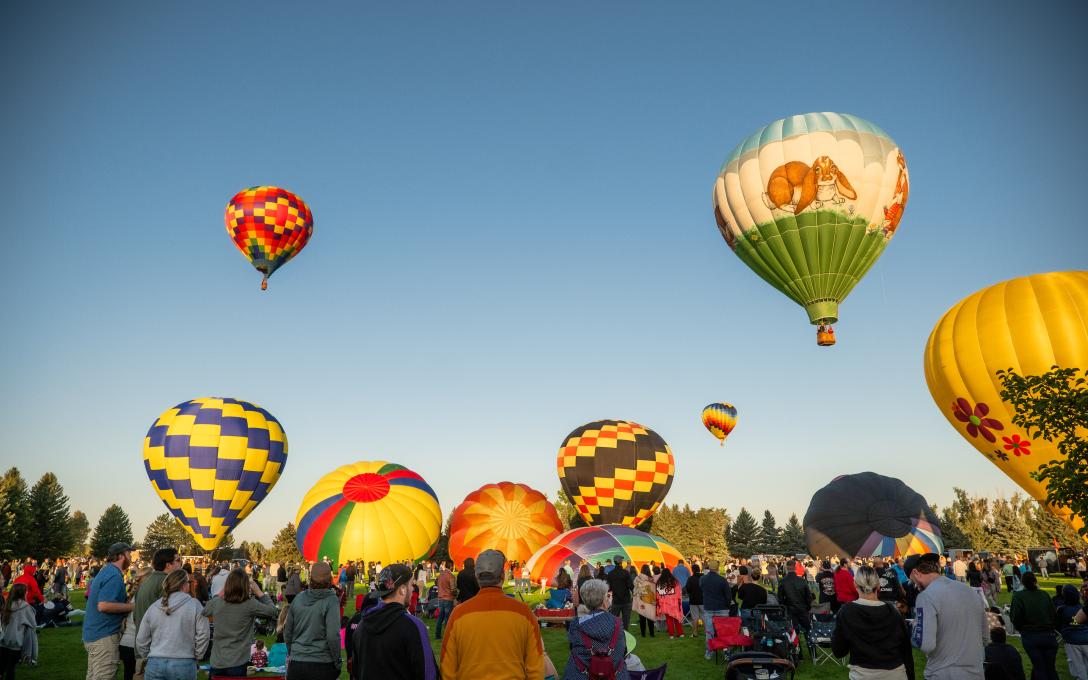 Balloons launching and crowd watching