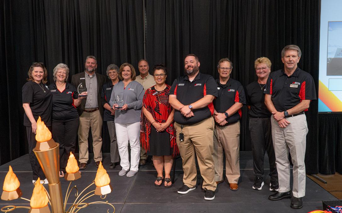 Group accepting award