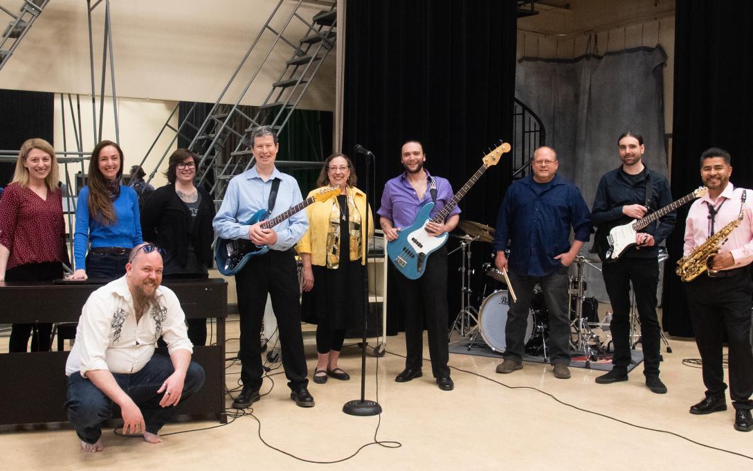 Aims band members performing at the Pink Floyd tribute performance