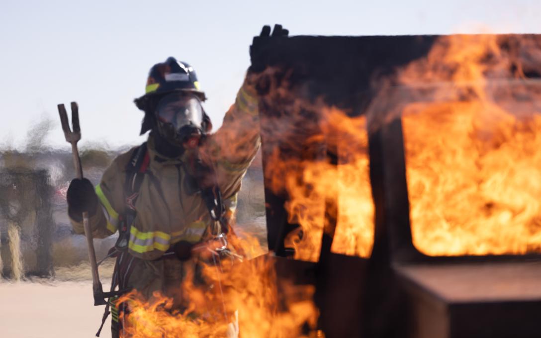 Fire Science Student with Fire during training