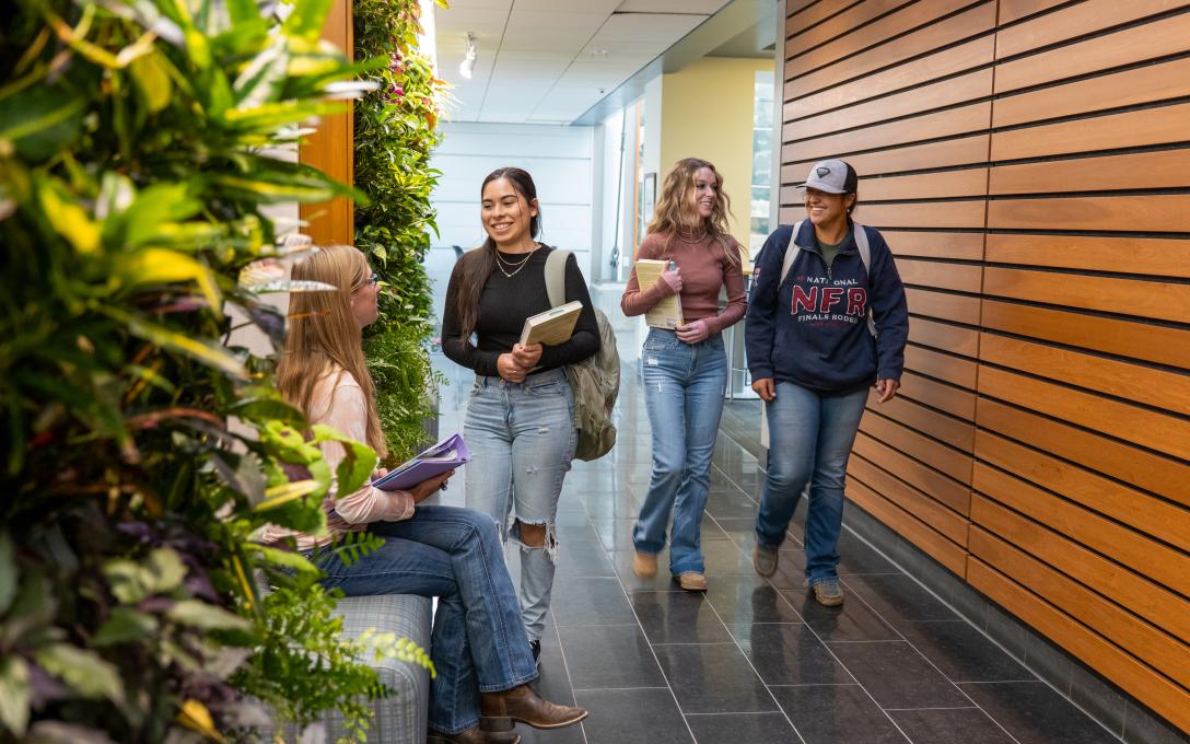 students walking in hallway of Fort Lupton Campus