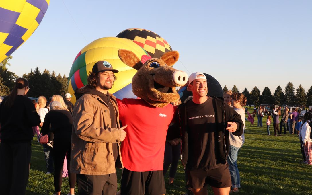 two guys with Arty the Aardvark at Aardvark Embark