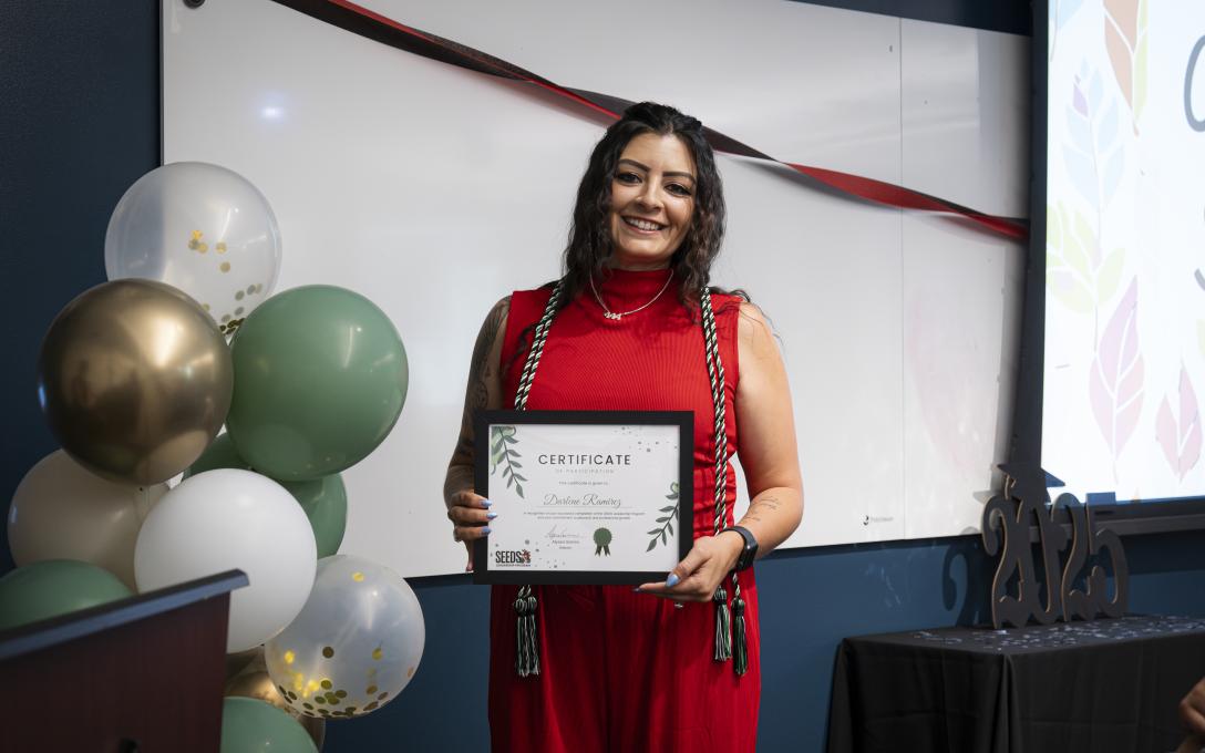 Darlene with Seeds Graduation Award
