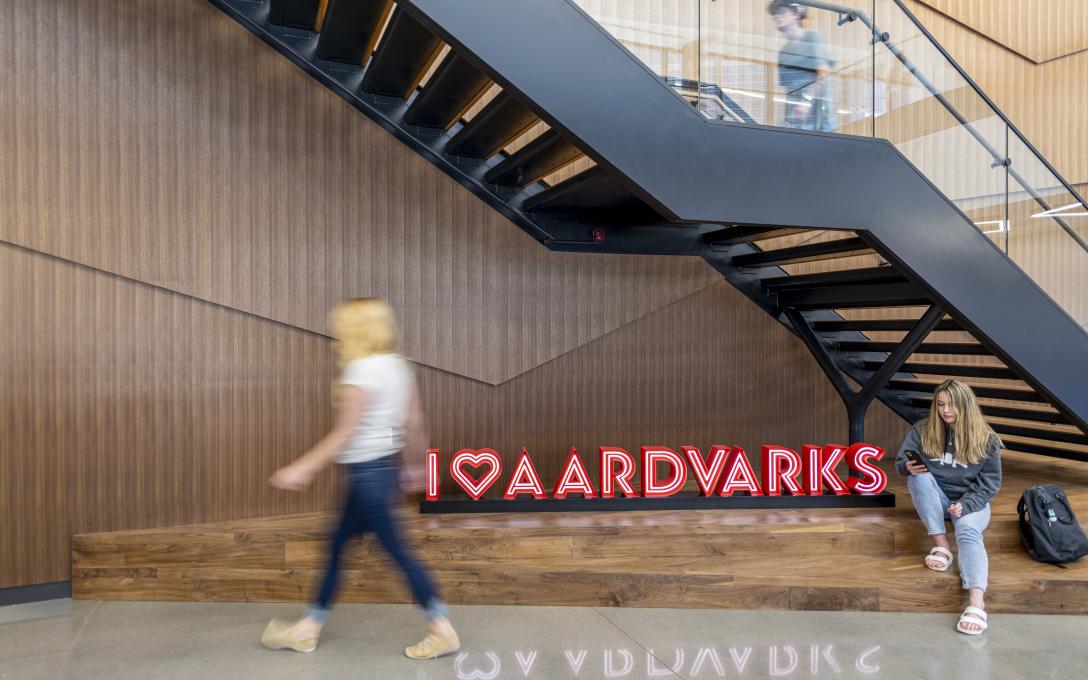 Student walking in Student Commons by I heart Aardvarks