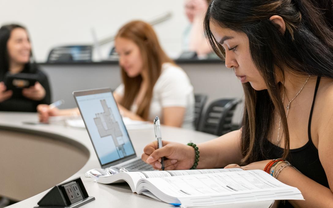 Aims students studying in classroom