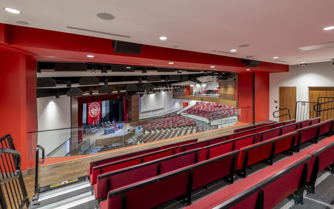 Aims Welcome Center auditorium sky box with additional seating to expand audience capacity