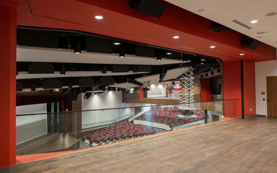 Aims Welcome Center auditorium empty sky box without any tables and chairs