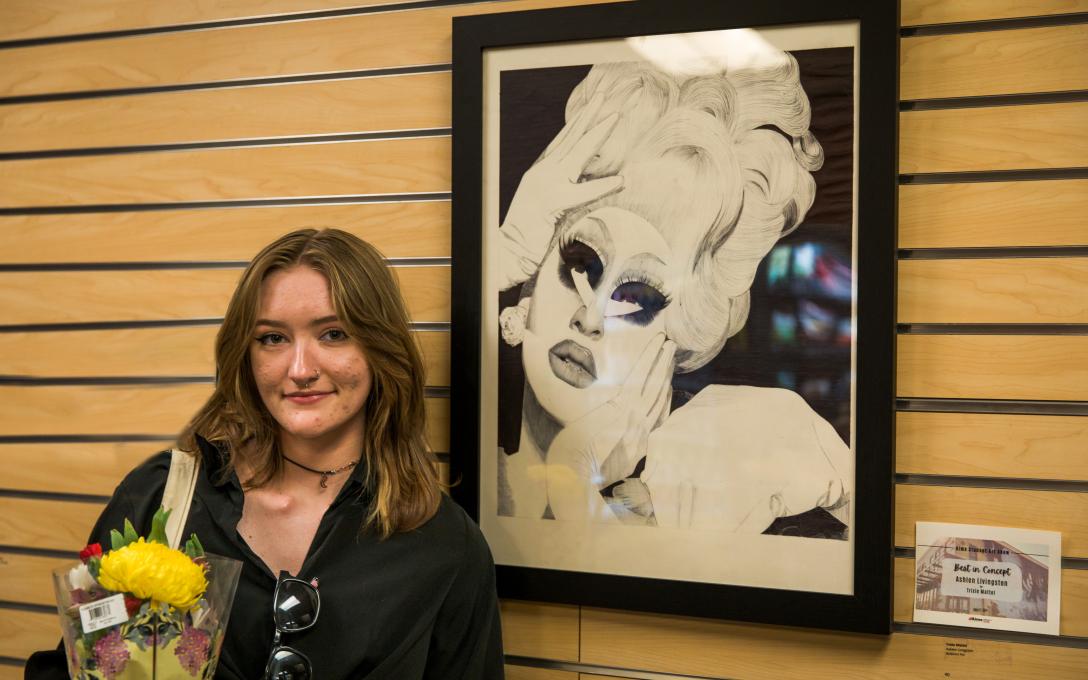 Ashlen Livingston with Trixie Mattel art