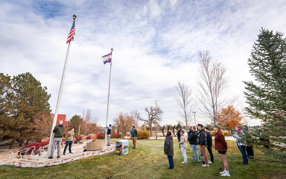 Veteran flag ceremony
