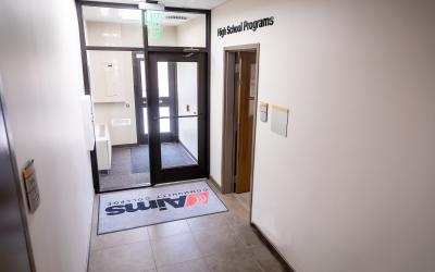 Entrance to the Aims High School Programs office in the Cornerstone Building