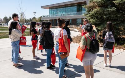 Students take a tour of the Aims Greeley Campus