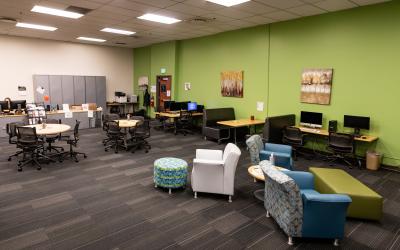 Whiteboard and tutoring space at the Fort Lupton Learning Commons