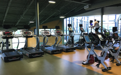 treadmills, ellipticals, stationery bikes, and step machines at the PERC