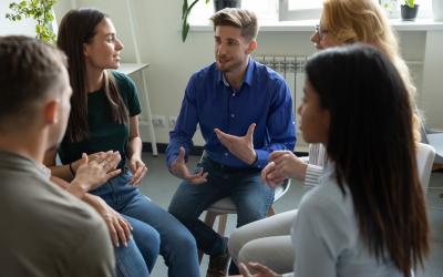 group therapy meeting, sitting in circle