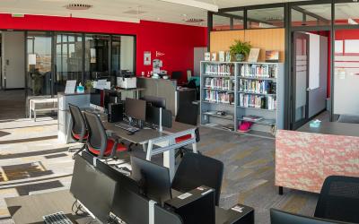 The Windsor Learning Commons has computers, study areas, tutoring services, and a testing center.