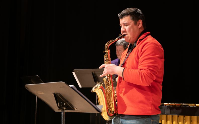 Aims music student playing the saxophone