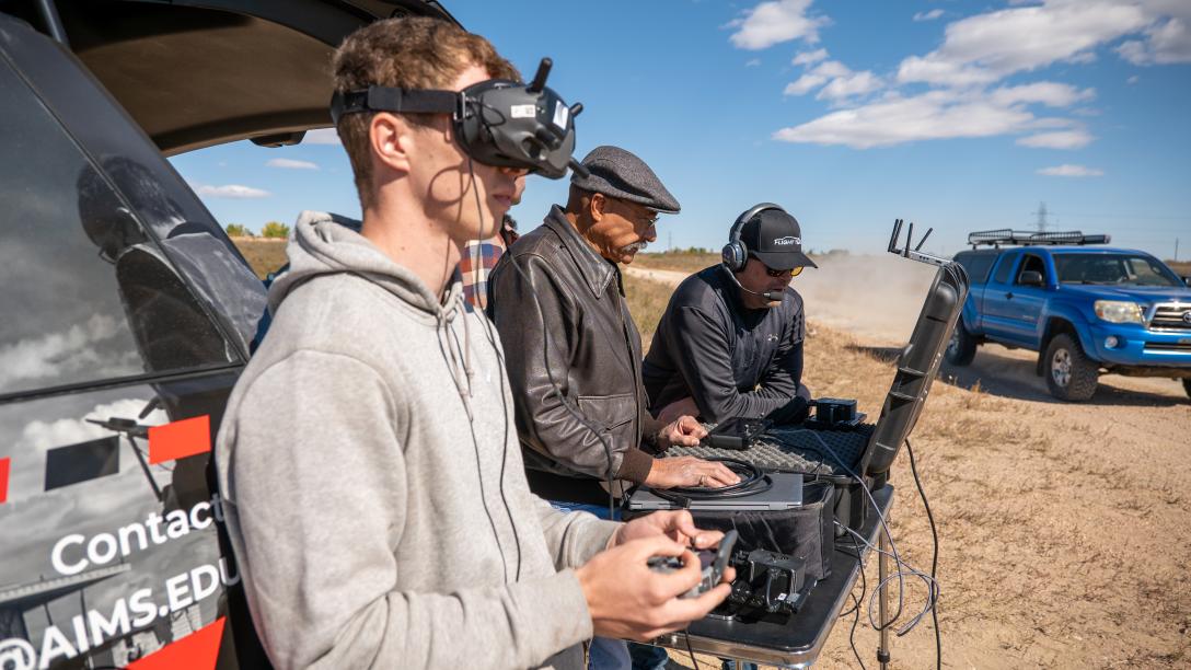 Aims students operating drone controls and equipment during UAS training