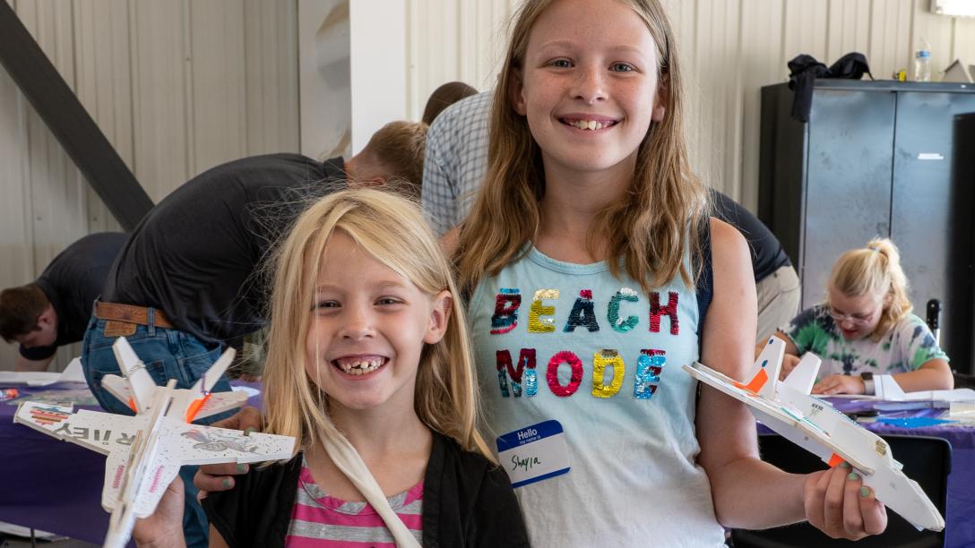 Children at Aviation Day with Airplanes in their hands