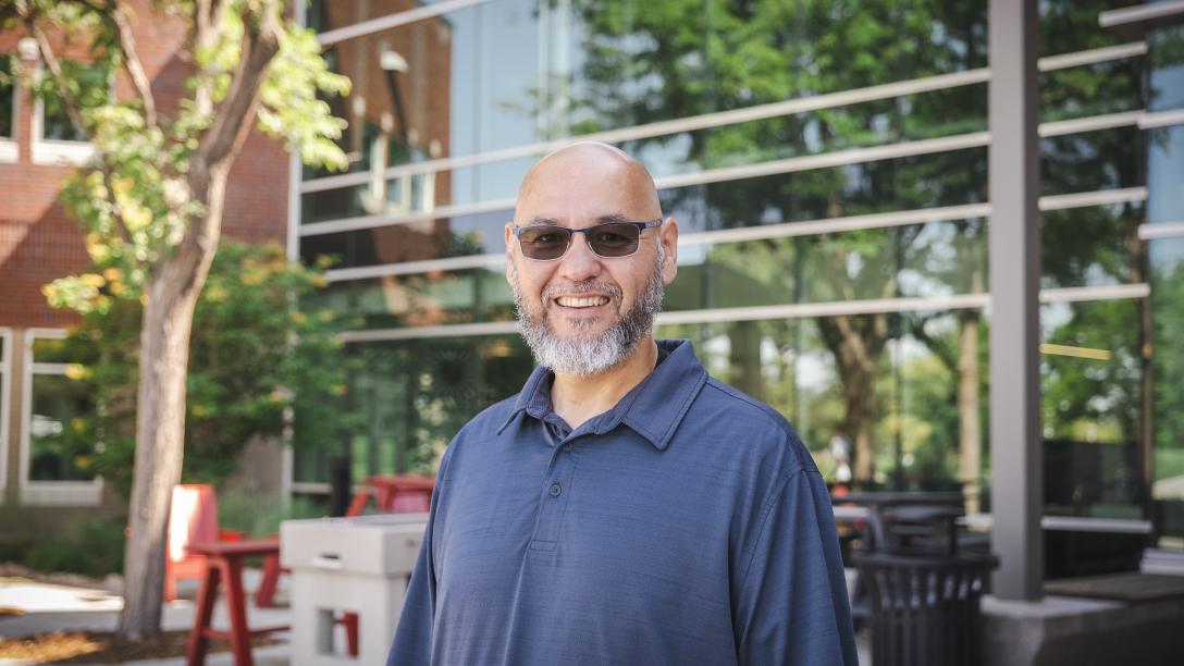 Brian Bernal outside of the Aims Student Commons