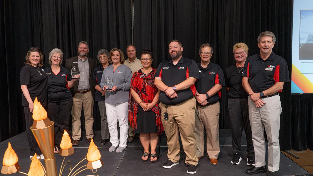 Group accepting award