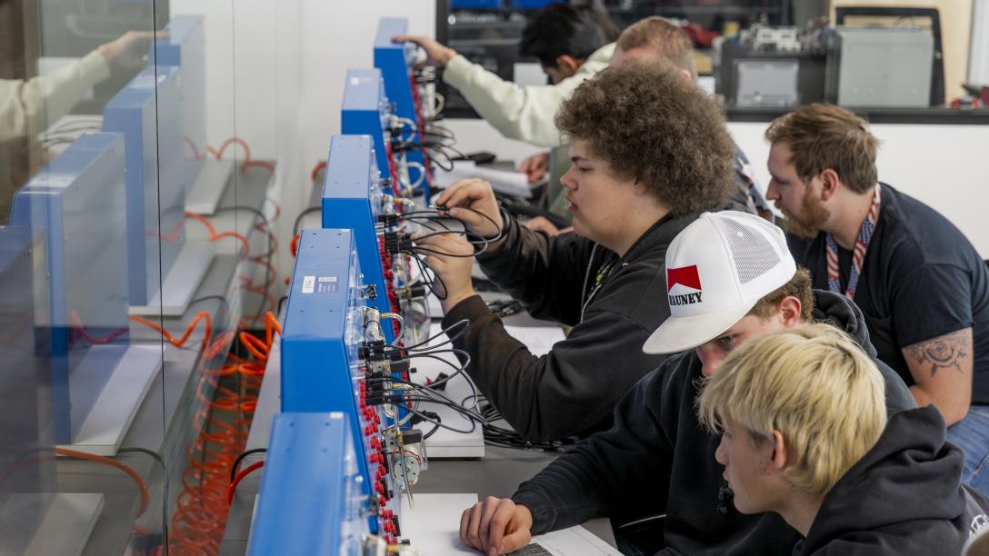 student in industrial technology lab
