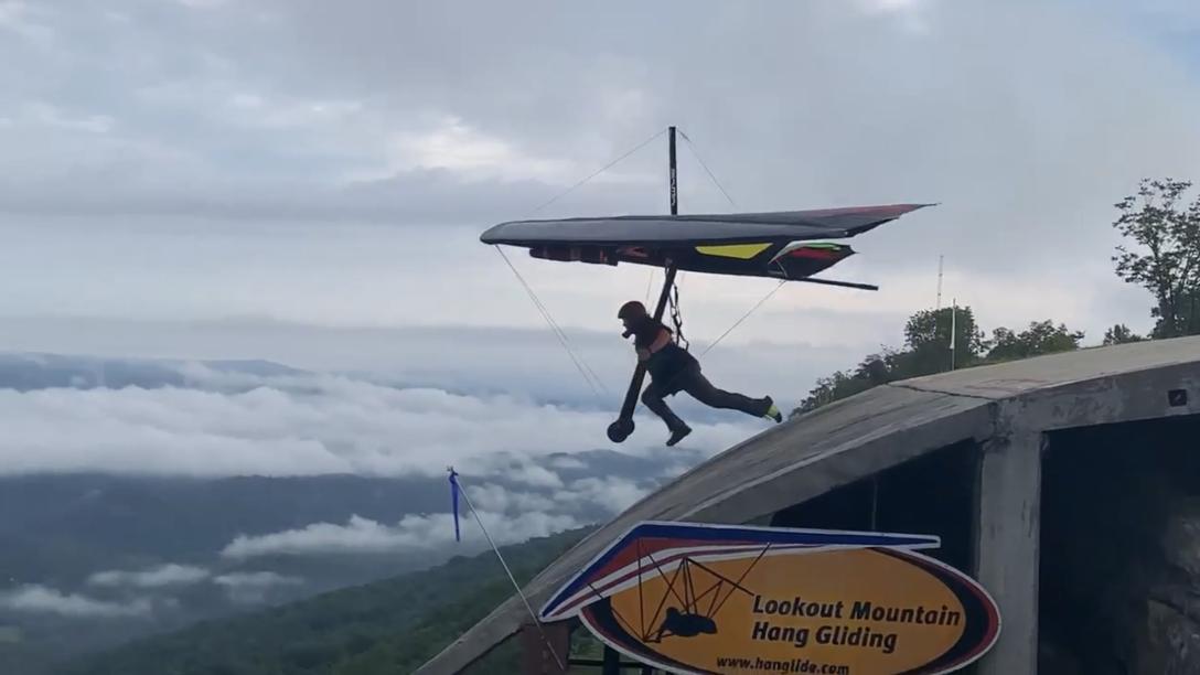 Megan Friesen hang gliding at lookout mountain