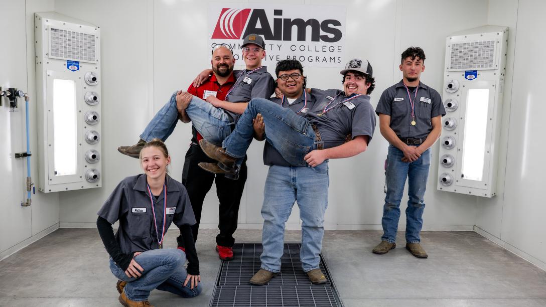 Aims Automotive Students and Instructors posing