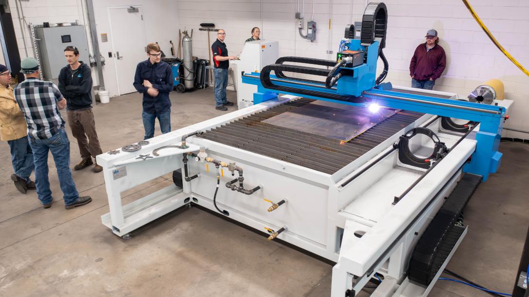 Plasma Cutting Table in use
