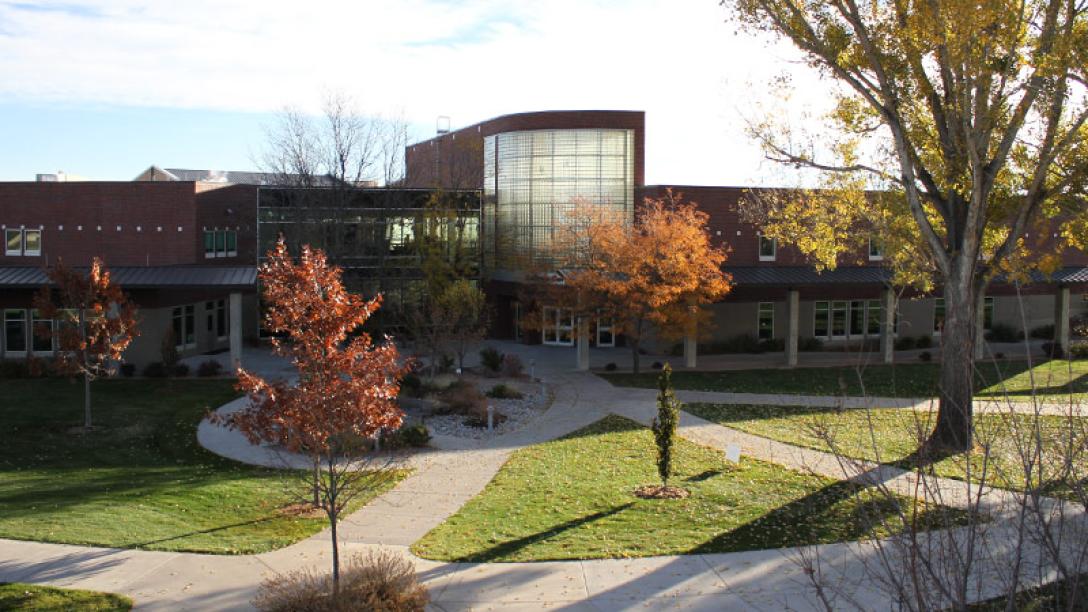 Campus building with trees