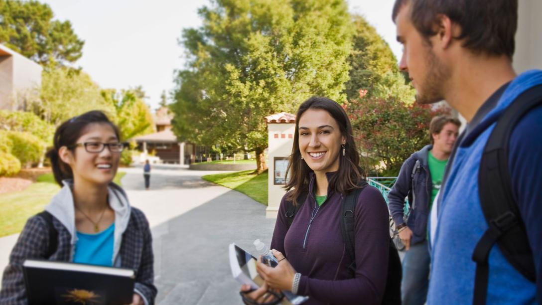 Happy students on campus