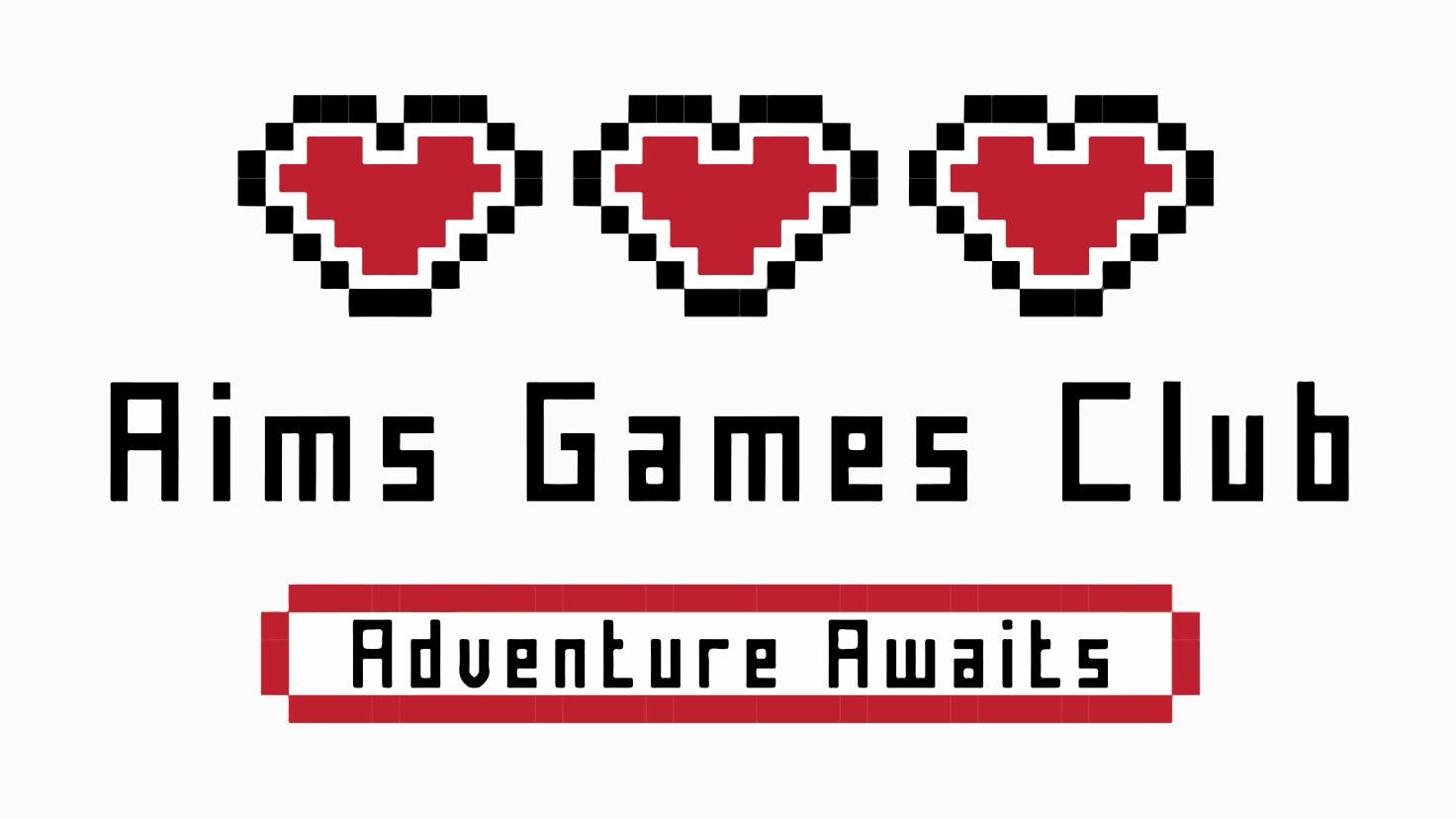 Aims game club logo with three hearts 