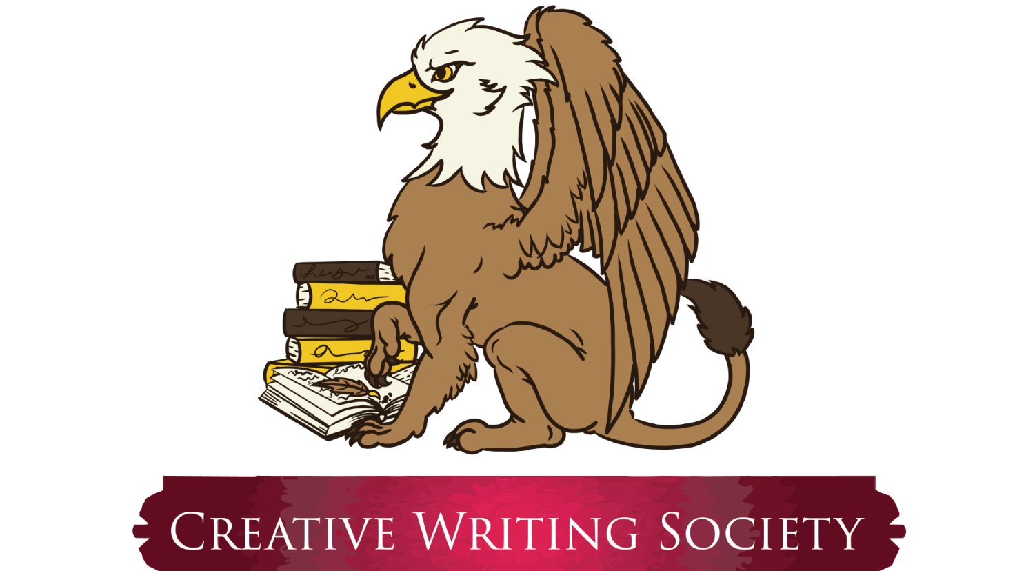 Creative Writing Society logo featuring a griffin with a stack of books.