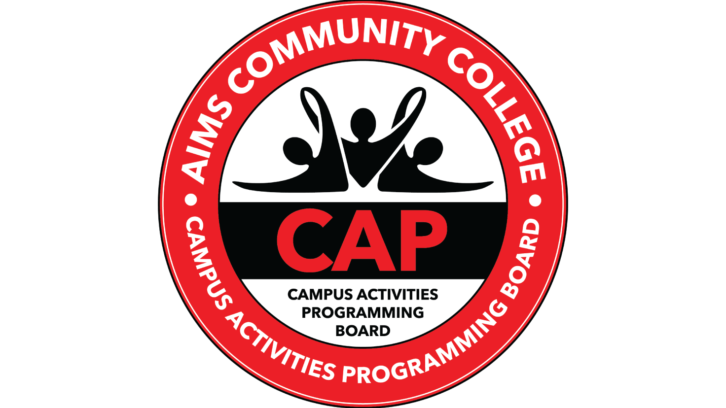 A round logo with the text CAP in the middle and a drawing of three abstract people holding hands